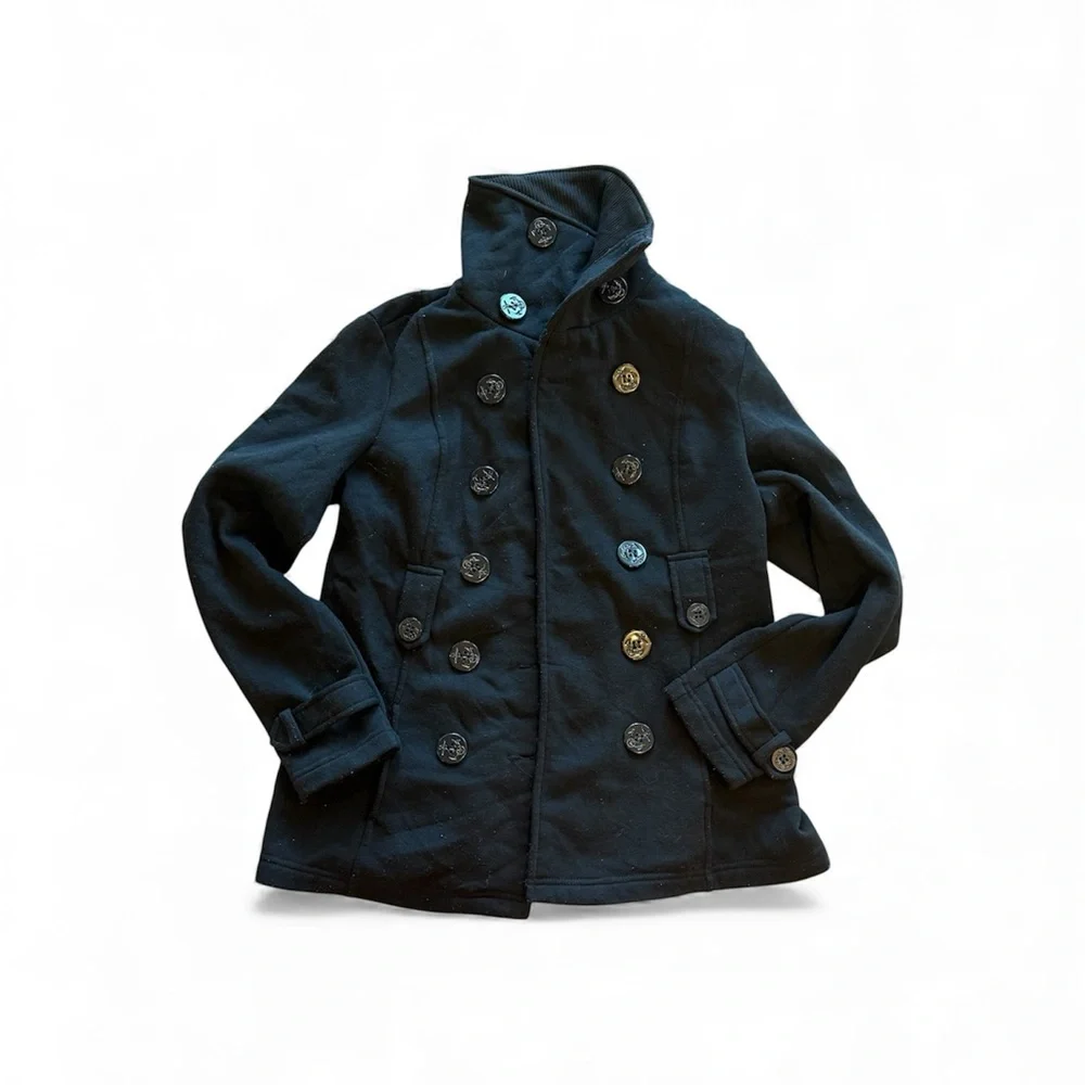 Cavalini Double breasted, black short women’s Coat size medium - Picture 1 of 11